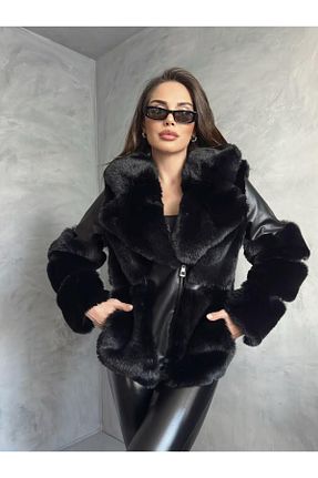 پالتو پشمی مشکی زنانه تنگ ByRanaBuyuk - کد 793073324