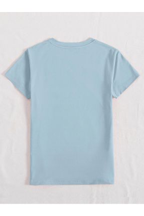 تی شرت آبی زنانه اورسایز یقه گرد پنبه (نخی) کد 793224035
