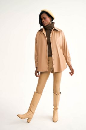 پیراهن بژ زنانه رگولار Sateen - کد 270803024