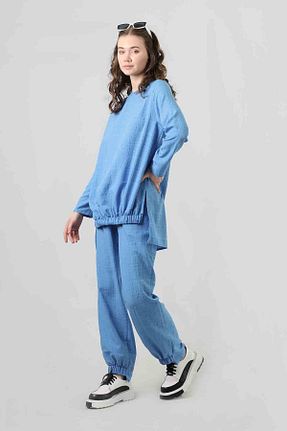 ست بالاتنه و پائین تنه آبی زنانه بافتنی ZÜLAYS - کد 696235787