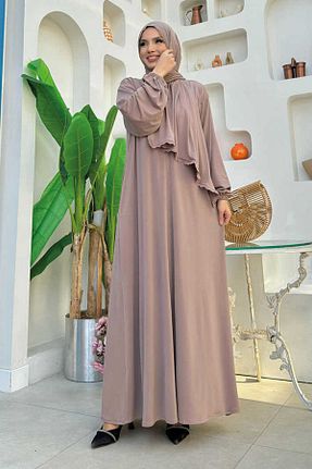 کلاه و ابایا قهوه ای زنانه %100 پنبه Bym Fashion - کد 793694901