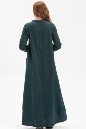 لباس سبز زنانه بافتنی پنبه - پلی استر رگولار آستین-بلند بیسیک کد 154913910