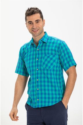 پیراهن سبز مردانه پنبه (نخی) سایز بزرگ کد 92905826