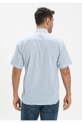 پیراهن آبی مردانه سایز بزرگ پنبه (نخی) کد 92907173