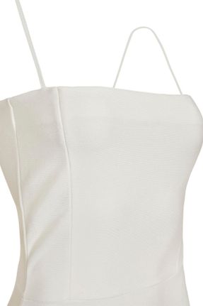 لباس سفید زنانه تریکو تریکو رگولار بند دار کد 793771103