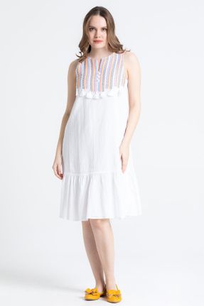 لباس سفید زنانه بافتنی پنبه (نخی) رگولار بیسیک کد 681424570