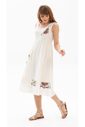 لباس بژ زنانه بافتنی پنبه - پلی استر رگولار بیسیک کد 93026222