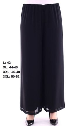 شلوار سایز بزرگ مشکی زنانه پلی استر Mankens Fashion - کد 69369828