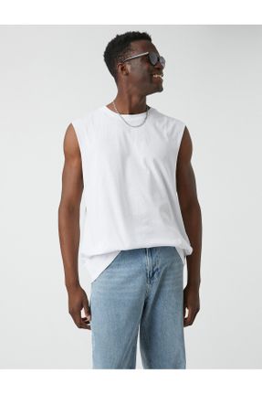 تی شرت سفید مردانه Fitted یقه گرد پنبه (نخی) تکی کد 290669663