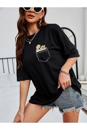 تیشرت مشکی زنانه رگولار trendgar - کد 793504595