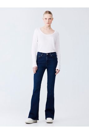 شلوار جین آبی زنانه پاچه راحت جین استاندارد کد 793602147
