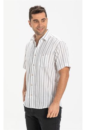 پیراهن سفید مردانه سایز بزرگ پنبه (نخی) کد 92906811