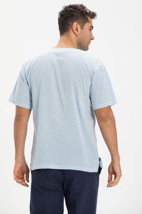 تی شرت آبی مردانه رگولار یقه گرد پنبه (نخی) تکی بیسیک کد 92971042