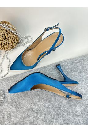 کفش مجلسی آبی زنانه پاشنه نازک پاشنه متوسط ( 5 - 9 cm ) چرم مصنوعی کد 794034084