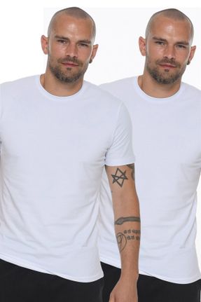 تی شرت سفید مردانه رگولار یقه گرد کد 47576217