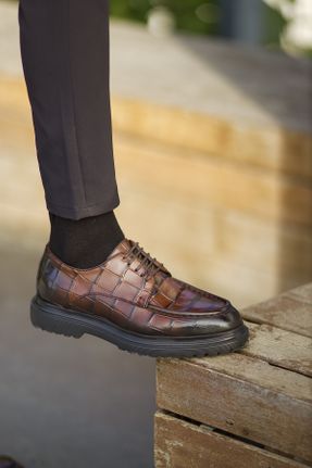 کفش کژوال قهوه ای مردانه چرم طبیعی پاشنه کوتاه ( 4 - 1 cm ) پاشنه ساده کد 793641160