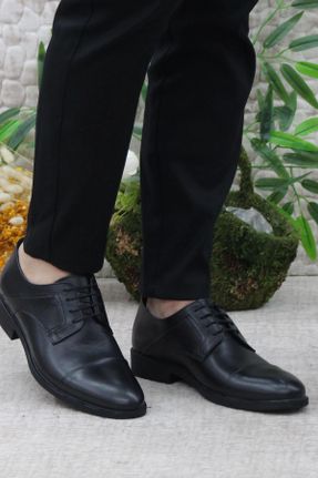 کفش کلاسیک مشکی مردانه چرم طبیعی پاشنه کوتاه ( 4 - 1 cm ) پاشنه ضخیم کد 793759030