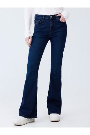 شلوار جین آبی زنانه پاچه راحت جین استاندارد کد 793602147