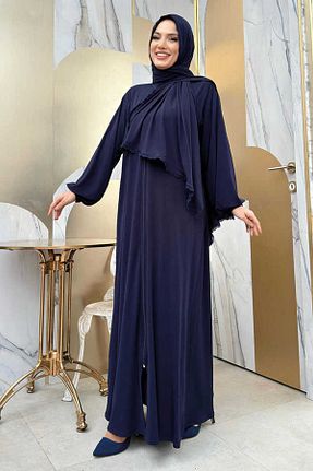 کلاه و ابایا سرمه ای زنانه %100 پنبه Bym Fashion - کد 793694848