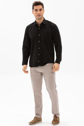 پیراهن مشکی مردانه سایز بزرگ پنبه (نخی) کد 92906875