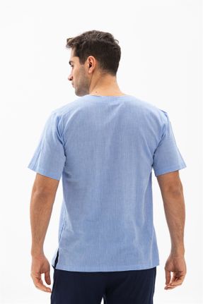 تی شرت آبی مردانه سایز بزرگ پنبه (نخی) تکی کد 92906847