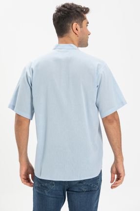 تی شرت آبی مردانه رگولار پنبه (نخی) یقه قاضی تکی بیسیک کد 92973501