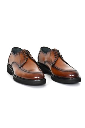 کفش کلاسیک قهوه ای مردانه چرم طبیعی پاشنه کوتاه ( 4 - 1 cm ) پاشنه ضخیم کد 794063061