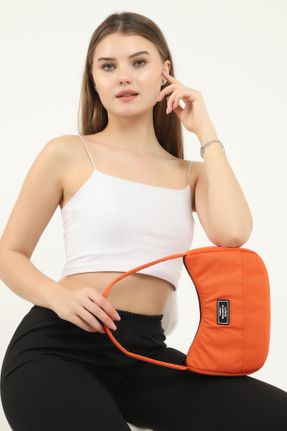 کیف دوشی نارنجی زنانه پارچه نساجی کد 102750802