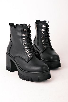 بوت / نیم بوت مشکی زنانه پاشنه ضخیم LAL SHOES & BAGS - کد 794335524