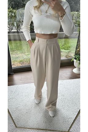 شلوار جین بژ زنانه پاچه لوله تفنگی byhaziran butik - کد 794623341