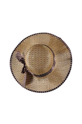 کلاه قهوه ای زنانه حصیری کد 92674980