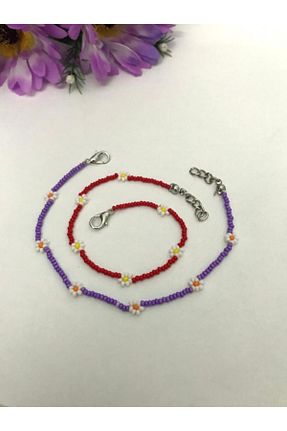 خلخال جواهر بنفش زنانه منجق Beykan - کد 104455707