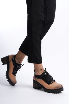 کفش آکسفورد بژ زنانه پاشنه متوسط ( 5 - 9 cm ) کد 794143063