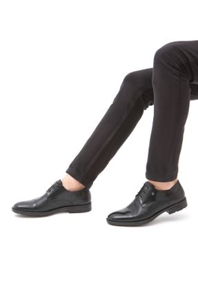 کفش کلاسیک مشکی مردانه چرم طبیعی پاشنه کوتاه ( 4 - 1 cm ) پاشنه ساده کد 144152962