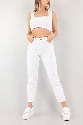 شلوار جین سفید زنانه پاچه ساده comfort jeans - کد 794500272