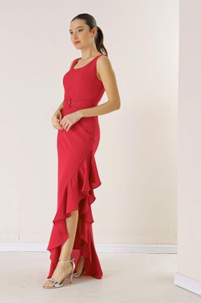 لباس مجلسی قرمز زنانه پلی استر آستین استاندارد رگولار یقه مربع آستر دار کد 794519200