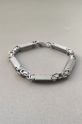 دستبند استیل سفید مردانه فولاد ( استیل ) کد 794571907