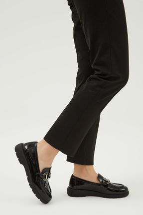 کفش لوفر مشکی زنانه چرم طبیعی پاشنه کوتاه ( 4 - 1 cm ) کد 654418356