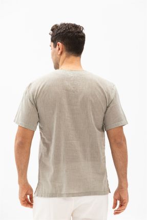 تی شرت طوسی مردانه سایز بزرگ یقه گرد پنبه (نخی) تکی بیسیک کد 92987375