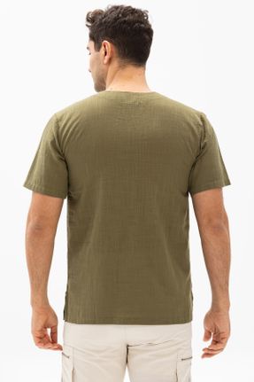 تی شرت خاکی مردانه رگولار یقه گرد پنبه (نخی) تکی بیسیک کد 92977884