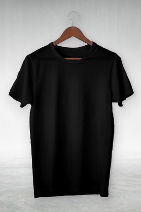 تی شرت مشکی زنانه پنبه - پلی استر اورسایز یقه گرد تکی کد 794132469