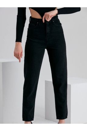 شلوار جین مشکی زنانه پاچه ساده سوپر فاق بلند جین بلند کد 794280589