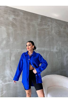 پیراهن آبی زنانه اورسایز sumwin - کد 794277005