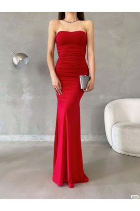 لباس مجلسی قرمز زنانه اسلیم فیت استراپلز بدون آستر کد 794671671