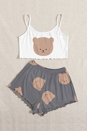 ست لباس راحتی رنگی زنانه چاپی PEMBİŞ HOMEWEAR - کد 794950357