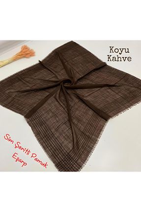 روسری قهوه ای %100 پنبه Melodi Scarf - کد 795085242
