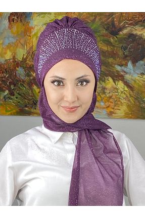 روسری بنفش شیفون BUTİKAMBAR - کد 795094316