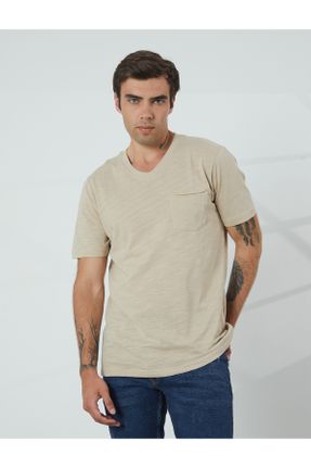 تی شرت بژ مردانه اورسایز تکی طراحی کد 795104915
