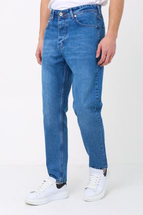 شلوار جین آبی مردانه پاچه راحت جین ساده جوان کد 793566575