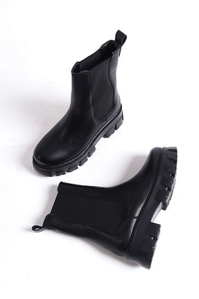 بوت مشکی زنانه چرم مصنوعی پاشنه پر پاشنه متوسط ( 5 - 9 cm ) Gore-Tex مقاوم در برابر آب کد 780329911